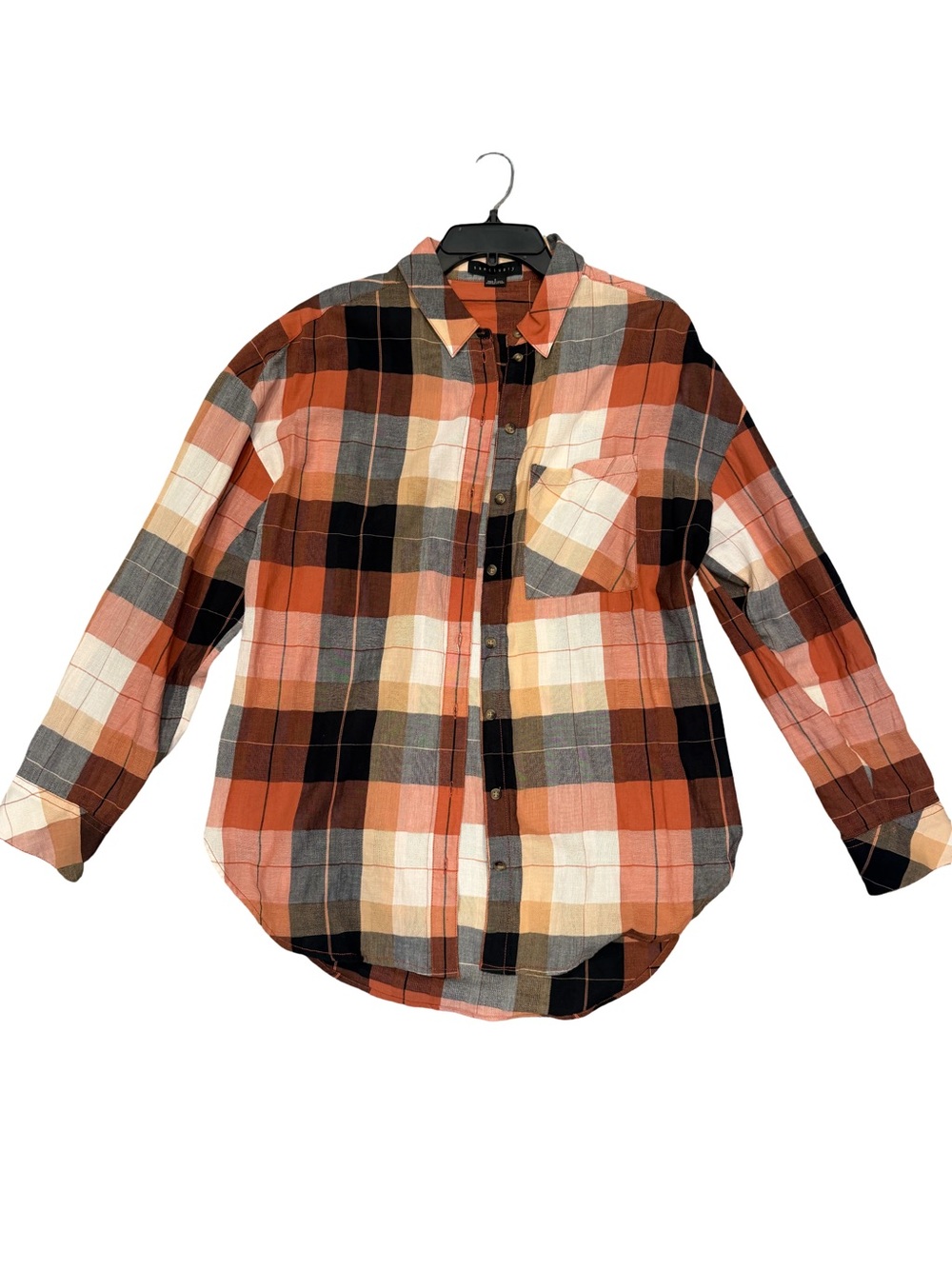Sanctuary Rust, Brown & Cream Plaid Button-Down Shirt